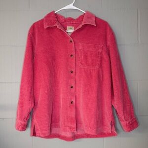 L.L. Bean Vintage Corduroy Button-Down Shirt Shacket in Pink Women’s Size Medium